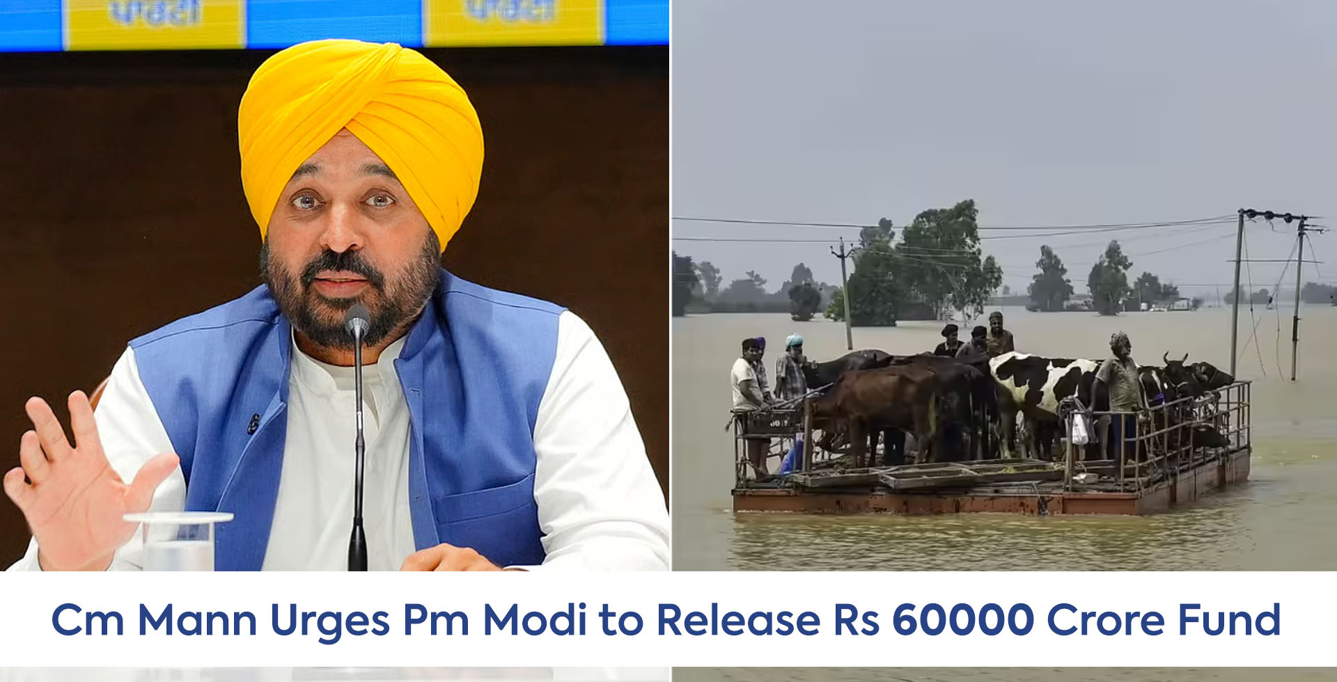 Punjab Floods 2025: CM Bhagwant Mann Urges PM Modi to Release Rs 60,000 Crore for Relief Amid School Closures